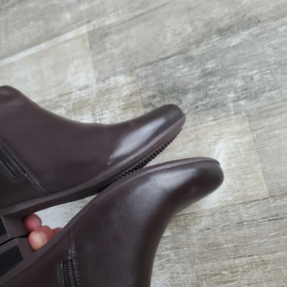 Trotters Major Womens Ankle Boots Sz 7 M Dark Brown Side Zip Round Toe